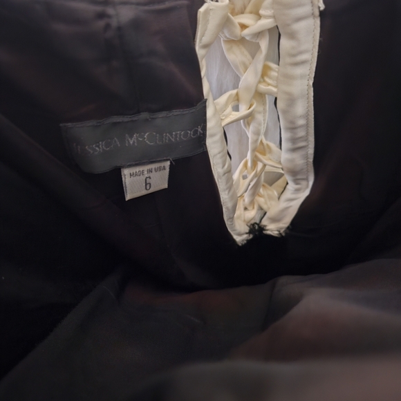 Jessica McClintock *Rare* Strapless Corset Back Striped Gown w/ crinoline - Picture 11 of 12